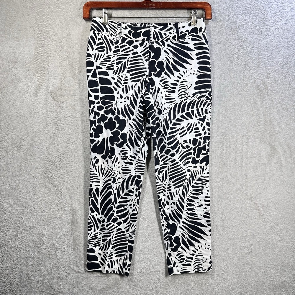 Talbots Petites Hampshire Ankle Pants Sz 2P Black Tropical Resortwear Chic